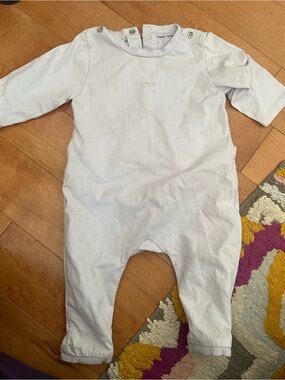 Burberry Pale Blue Infant One-Piece Footie Romper